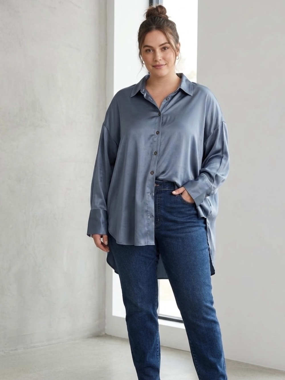 Madewell oversized Steel Blue blouse size XL